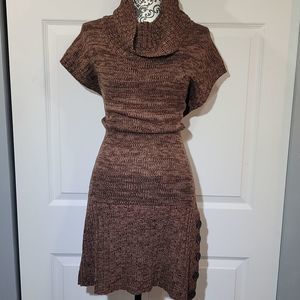 Brown, Cowl Neck, Women's Sweater Dress